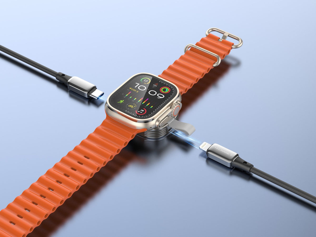 Techancy Carregador Wireless iWatch TF2800 2.5W, iman forte, USB-C/Lightning, compacto, compativel Apple Watch