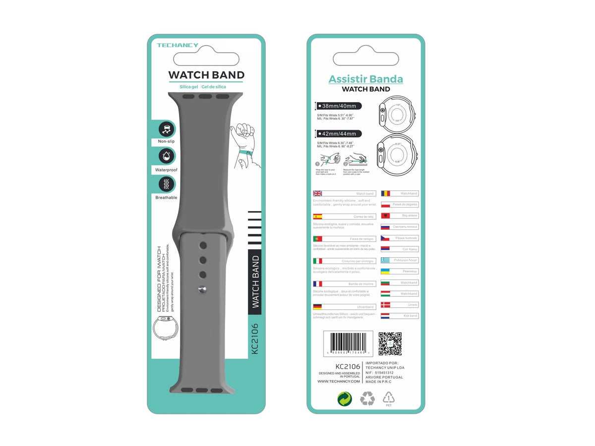 Techancy Pulseira De Silicone Cinzenta KC2106, Compatível Com Apple Watch 42/44/45/49Mm, Material De Silicone, Macio E Confortável.